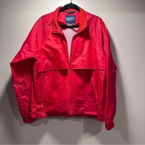 Lands End Windbreaker Mesh Red Lightweight Waterproof MED